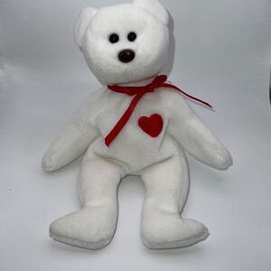 1994 Rare Valentino Stretch Style White TY Beanie Babies Collection Teddy Bear